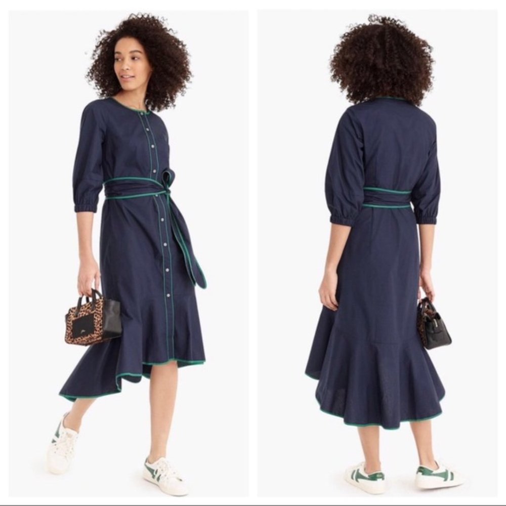 J.CREW New Cotton Poplin Dress ShirtDress Button Up Nautical Blue 10, 12 - Picture 4 of 12